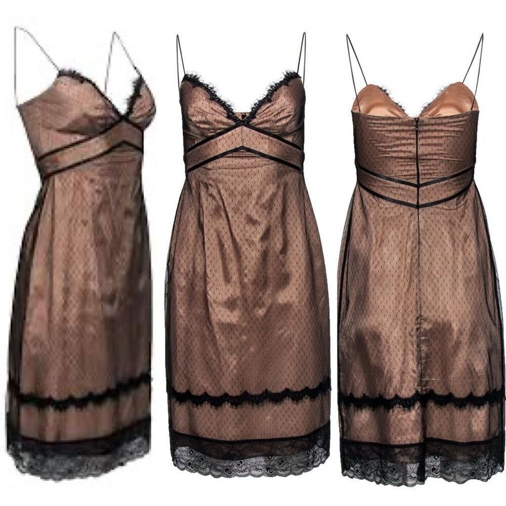 ABS Allen Schwartz Dress Lace Overlay Sz 8 Coquette Fairy Whimsy Goth Date Night - Picture 11 of 11